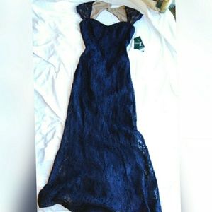 Navy Blue Floor Length Dress